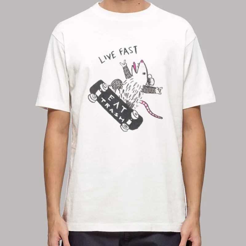 Funny Skate Rat Live Fast Eat Trash T Shirt