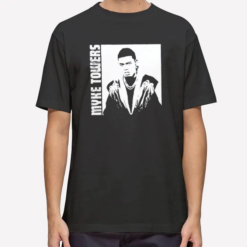 Myke Towers Merchandise Rapper White Illustration Shirt
