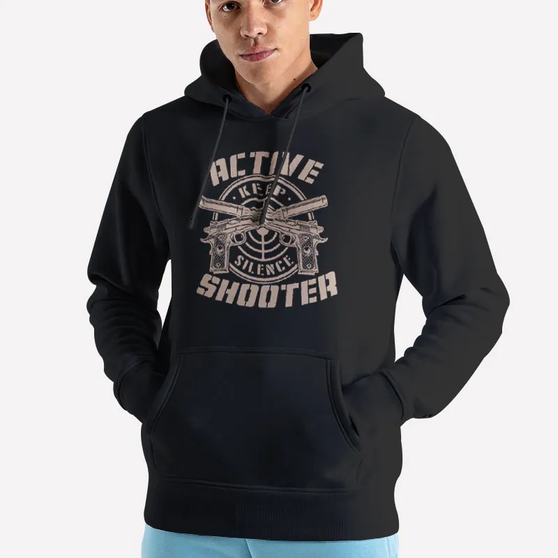 Unisex Hoodie Black Keeo Silence Active Shooter Shirt