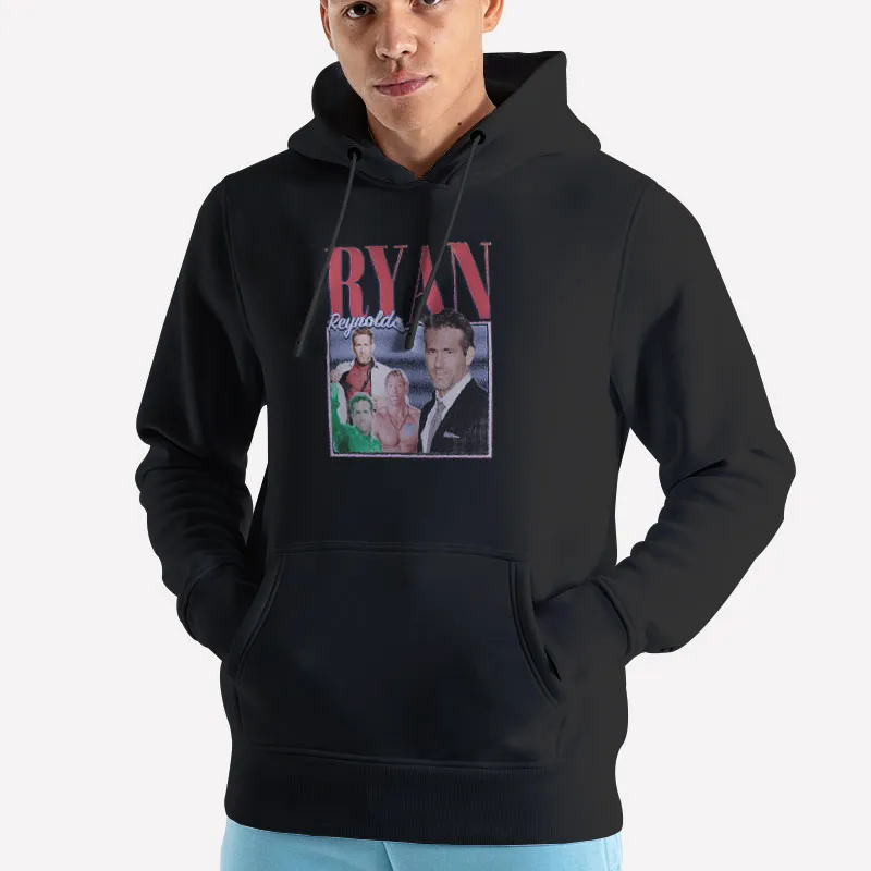 Unisex Hoodie Black Vintage 90s Bootleg Ryan Reynolds Shirt