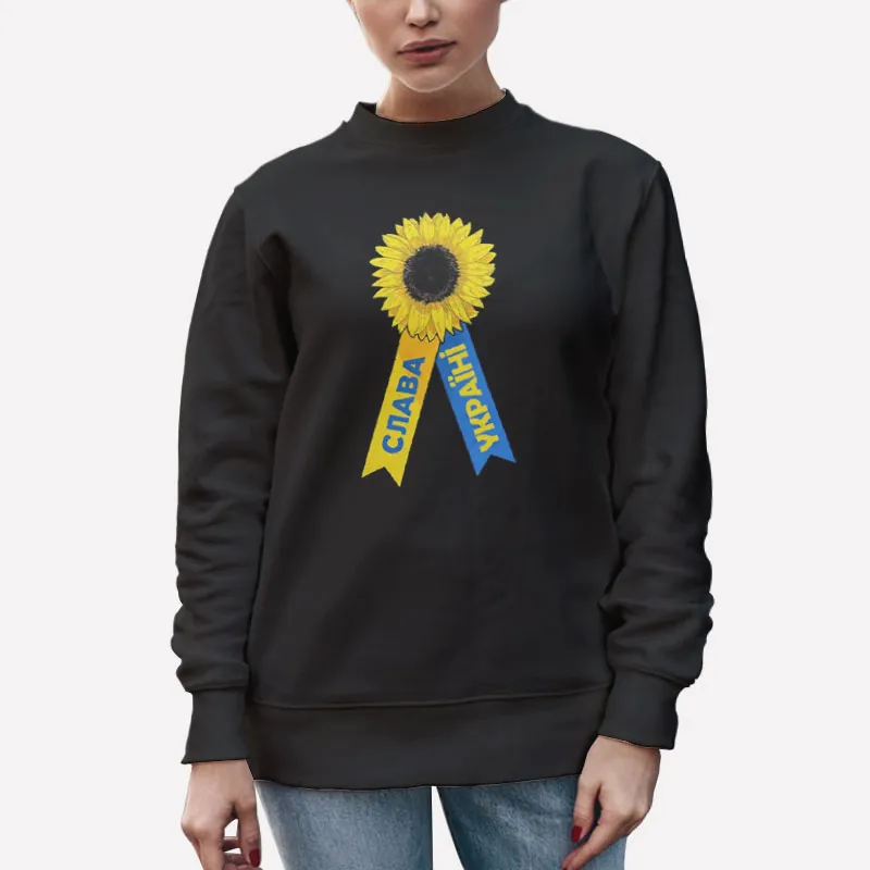 Unisex Sweatshirt Black Cnaba Ykpaiha Ukraine Sunflower Ribbon Shirt