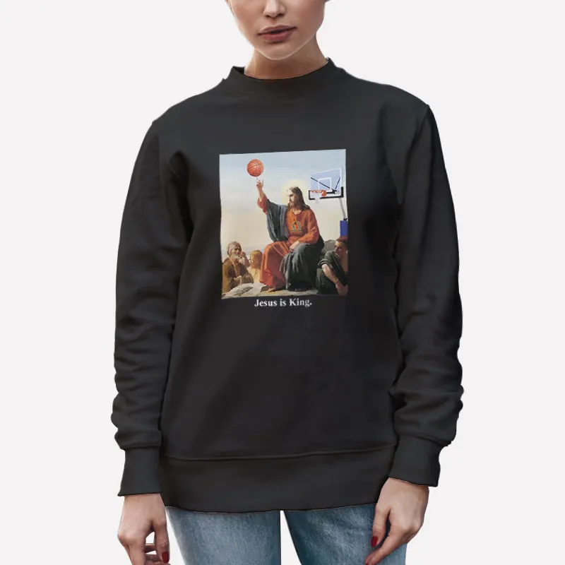 Unisex Sweatshirt Black Jesus Is King Jesus Playing Basketball Shirt