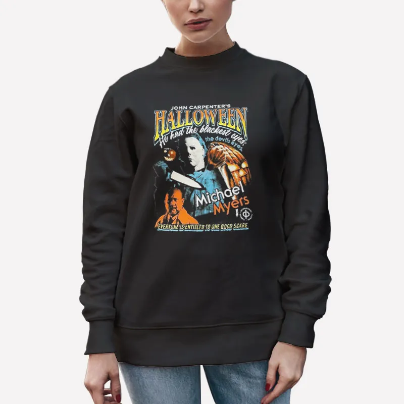 Unisex Sweatshirt Black The Blackest Eyes H Is For Halloween Michael Myers Shirt