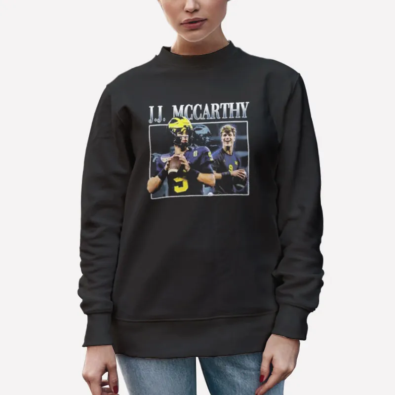 Unisex Sweatshirt Black University Of Michigan Quarterback Jj Mccarthy Hoodie