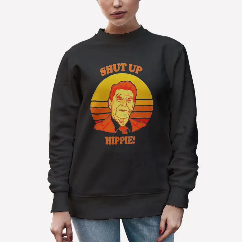 Unisex Sweatshirt Black Vintage Sunset Shut Up Hippie Shirt