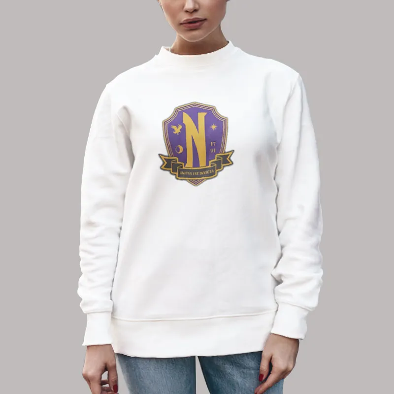 Unisex Sweatshirt White Nevermore Academy Merch Unitas Est Invicta Shirt