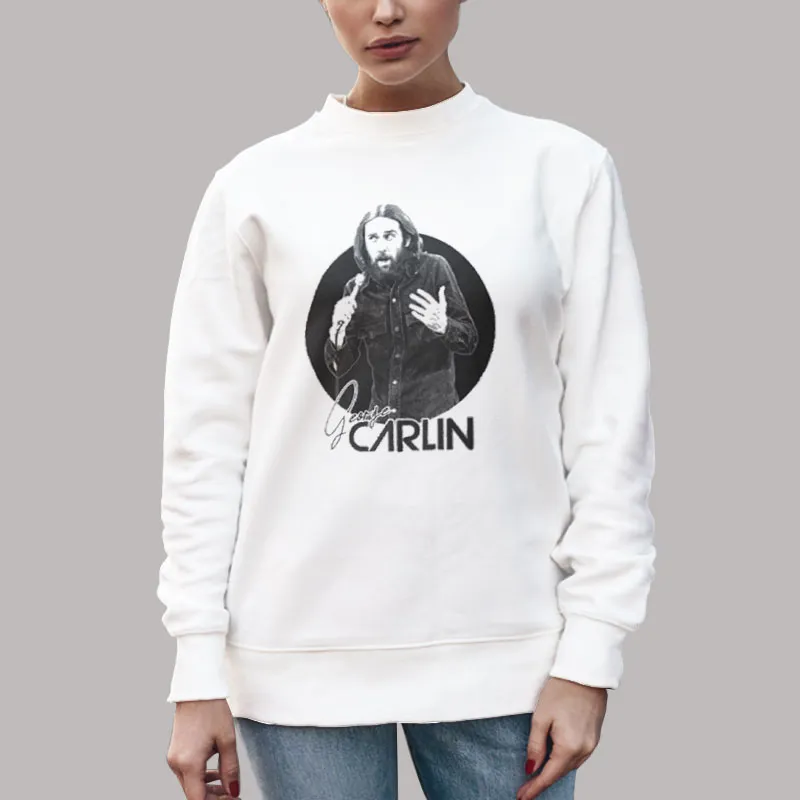 Unisex Sweatshirt White Retro George Carlin Dark Tribute George Carlin Shirt