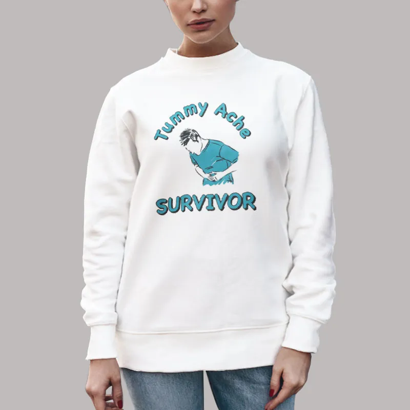 Unisex Sweatshirt White Vintage Tummy Ache Survivor Shirt