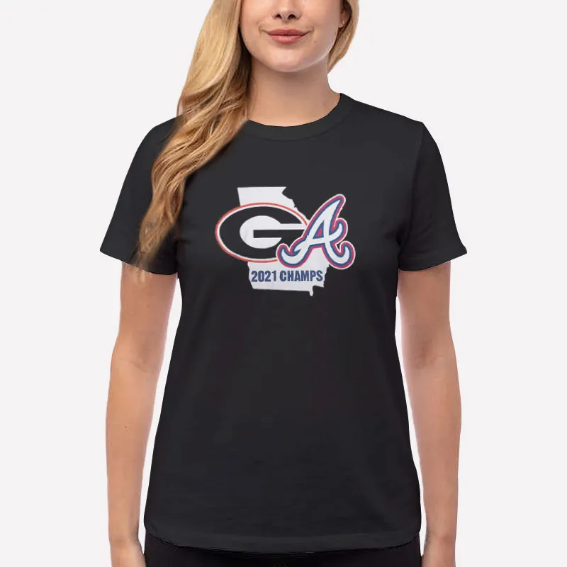 Women T Shirt Black 2021 Champions Uga Braves Shirt