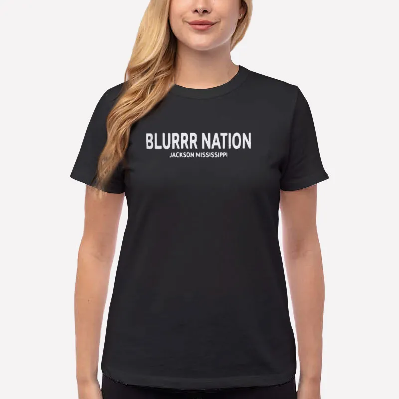 Women T Shirt Black Blurrr Nation Jackson Mississippi Shirt