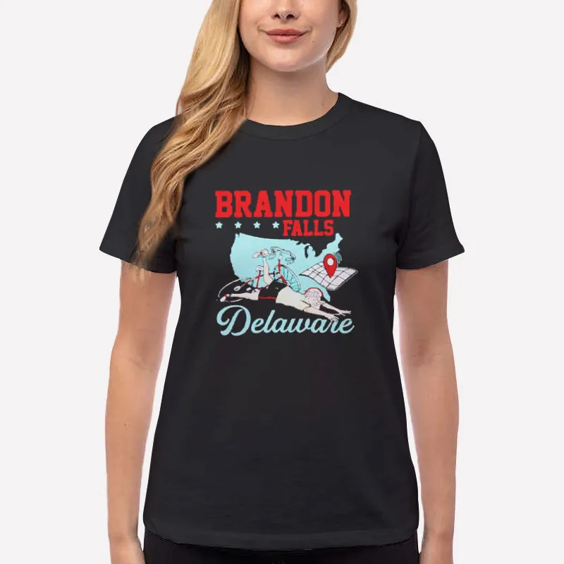 Women T Shirt Black Brandon Falls Delaware Joe Biden Bike Ride Shirts