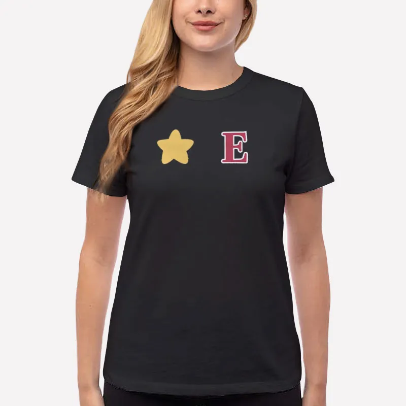 Women T Shirt Black Inspired Grudgby Star And E Letterman Varsity T Shirt