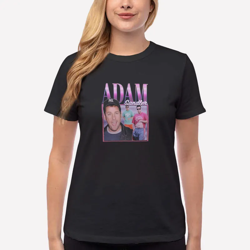 Women T Shirt Black Vintage 90s Bootleg Adam Sandler Photo Funny Shirt