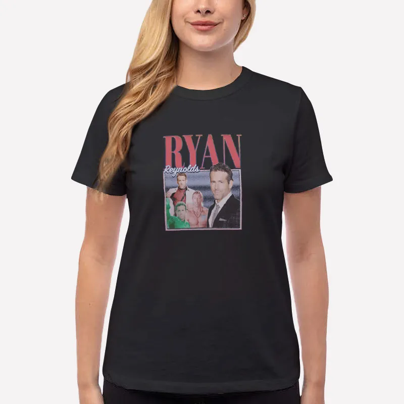 Women T Shirt Black Vintage 90s Bootleg Ryan Reynolds Shirt