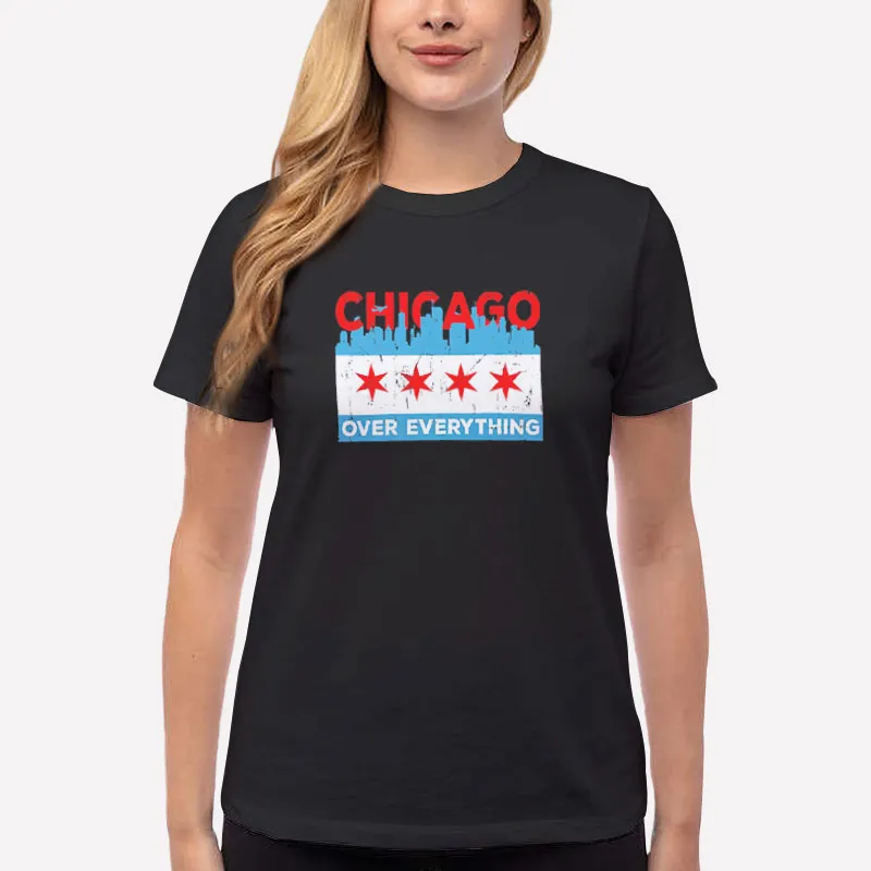 Women T Shirt Black Vintage Chicago Over Everything Shirt