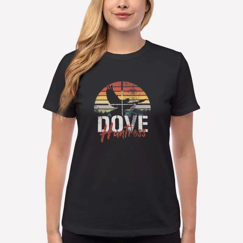 Women T Shirt Black Vintage Sunset Dove Huntress Dove Hunt Shirt