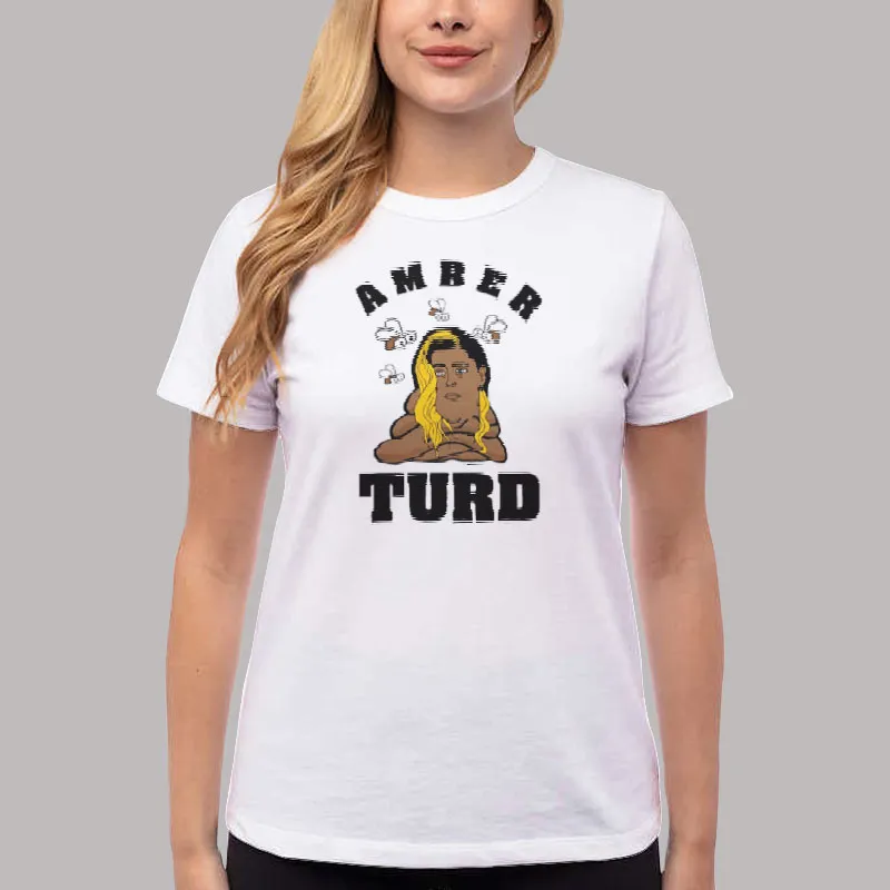 Women T Shirt White Amber Heard Covered Johnny Deep's Bed In Poop Amber Turd Shirt