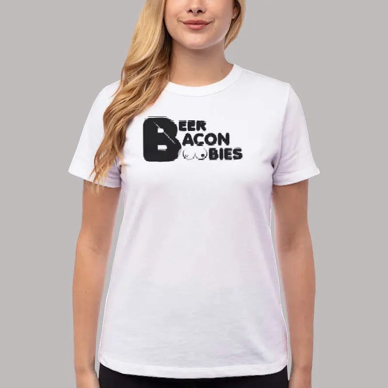 Women T Shirt White Beer Bacon Boo Bies Shirt