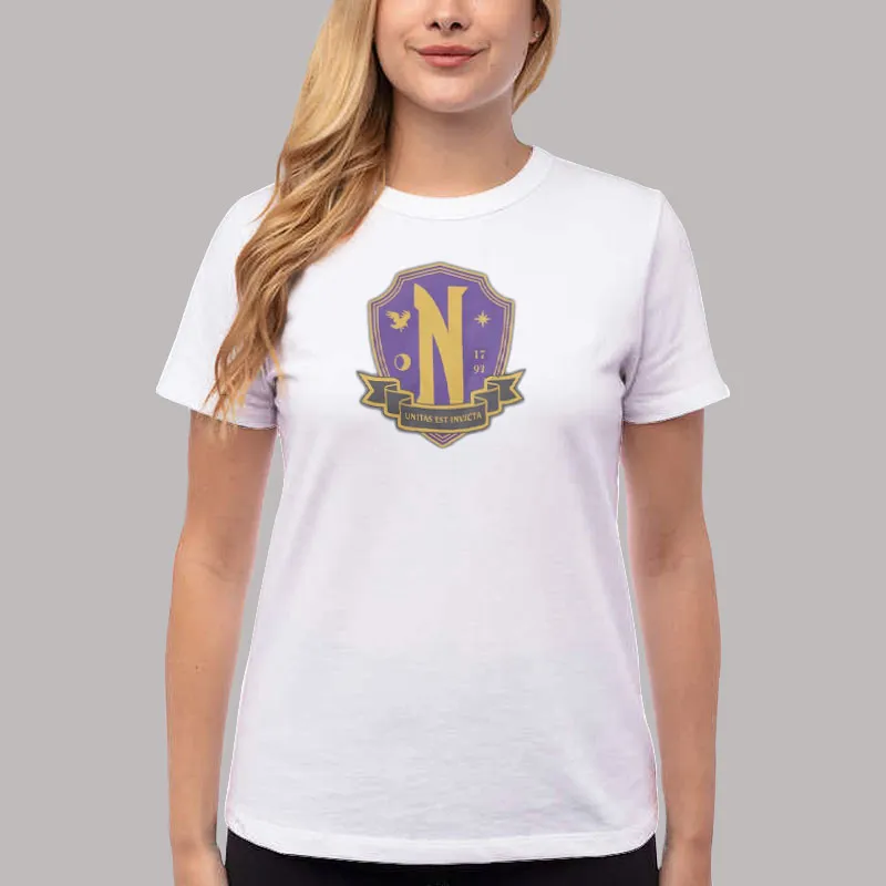 Women T Shirt White Nevermore Academy Merch Unitas Est Invicta Shirt