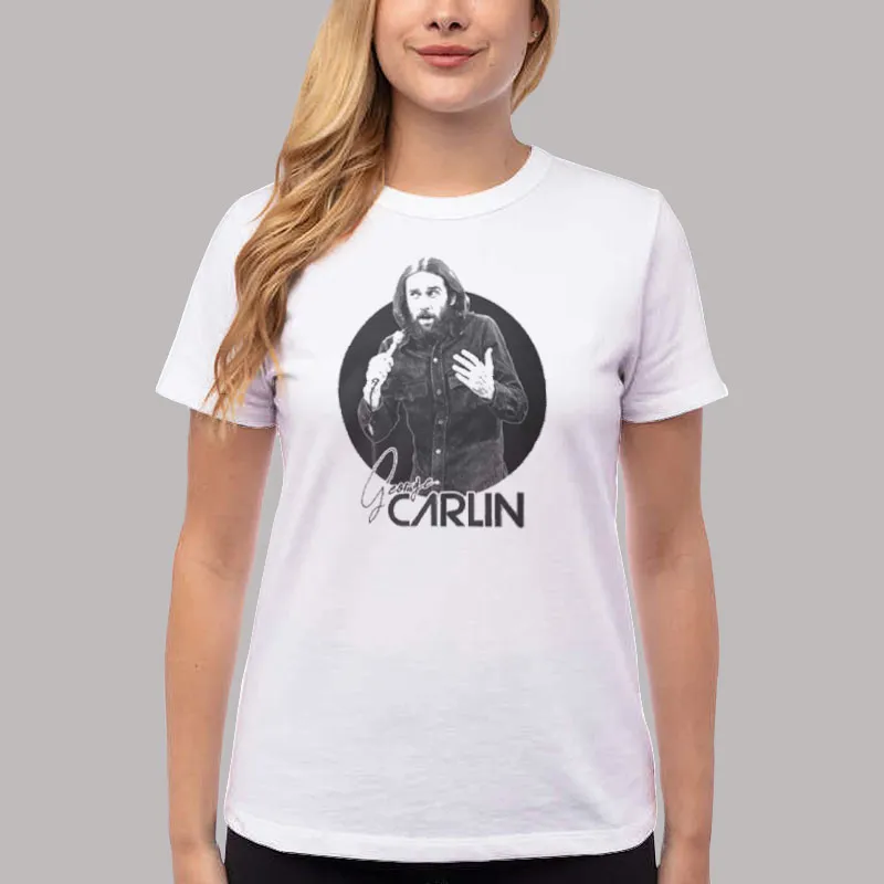 Women T Shirt White Retro George Carlin Dark Tribute George Carlin Shirt