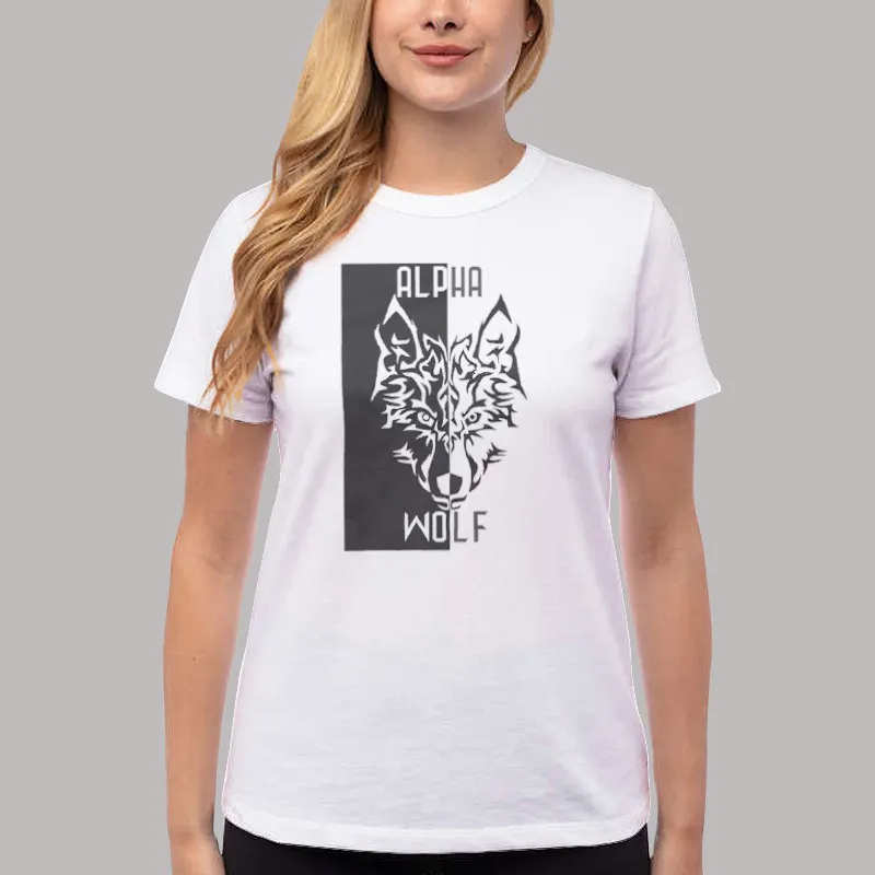 Women T Shirt White Vintage Alpha Wolf Merch Shirt