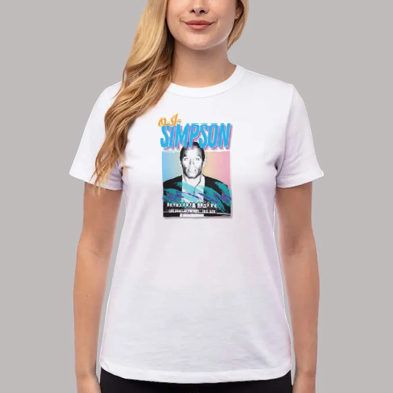 Women T Shirt White Vintage Bootleg Oj Simpson Shirt