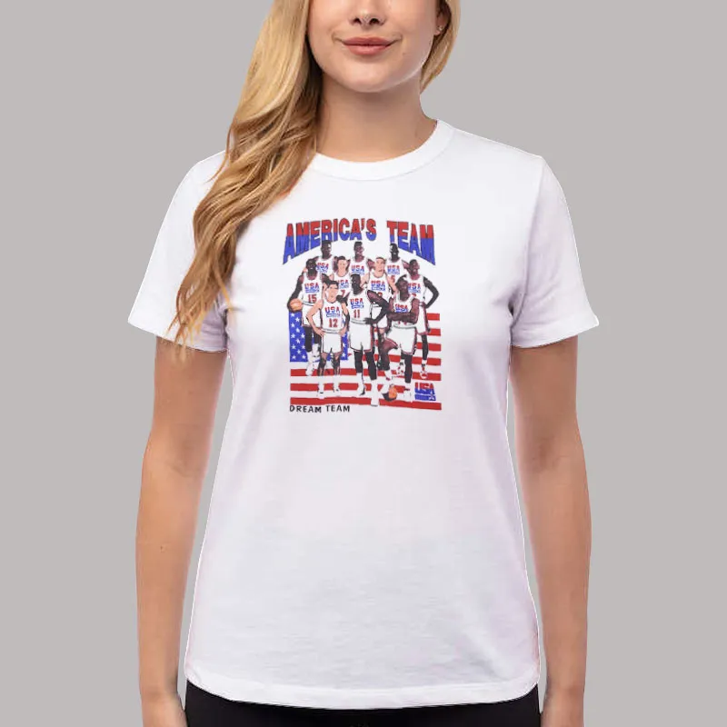 Women T Shirt White Vintage Photo Dream Team 1992 American Basketball Shirt