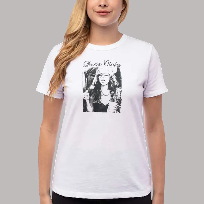 Women T Shirt White Vintage Retro Photo Stevie Nicks Shirt