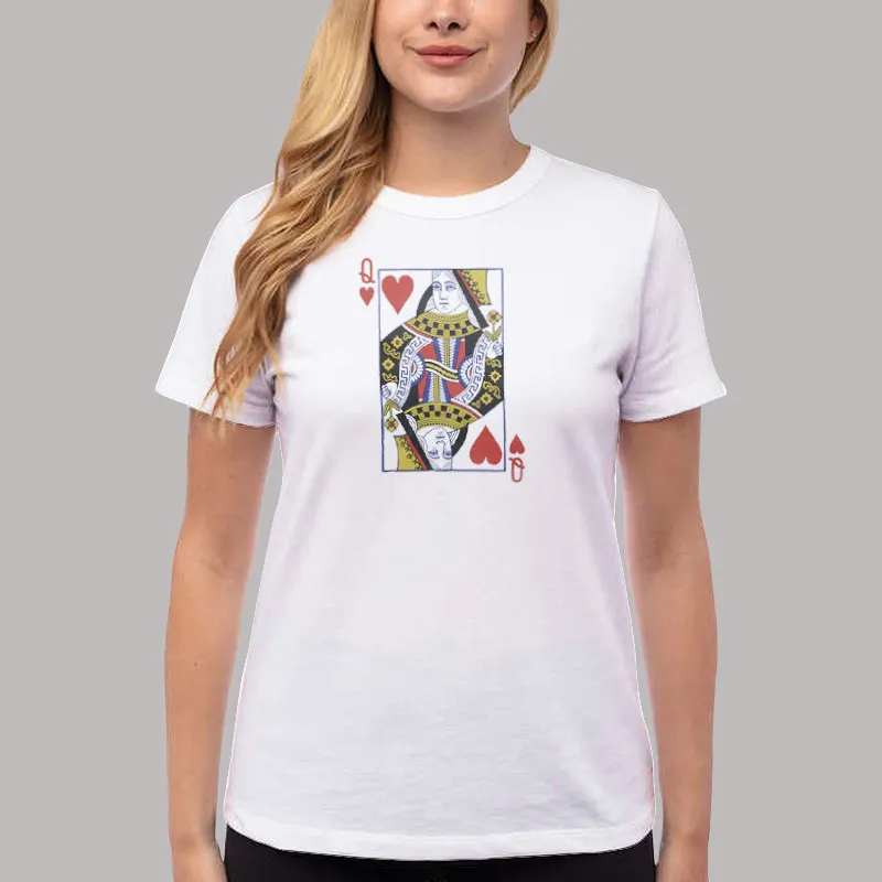 Women T Shirt White Vintage The Cards Queen Of Hearts Shirt