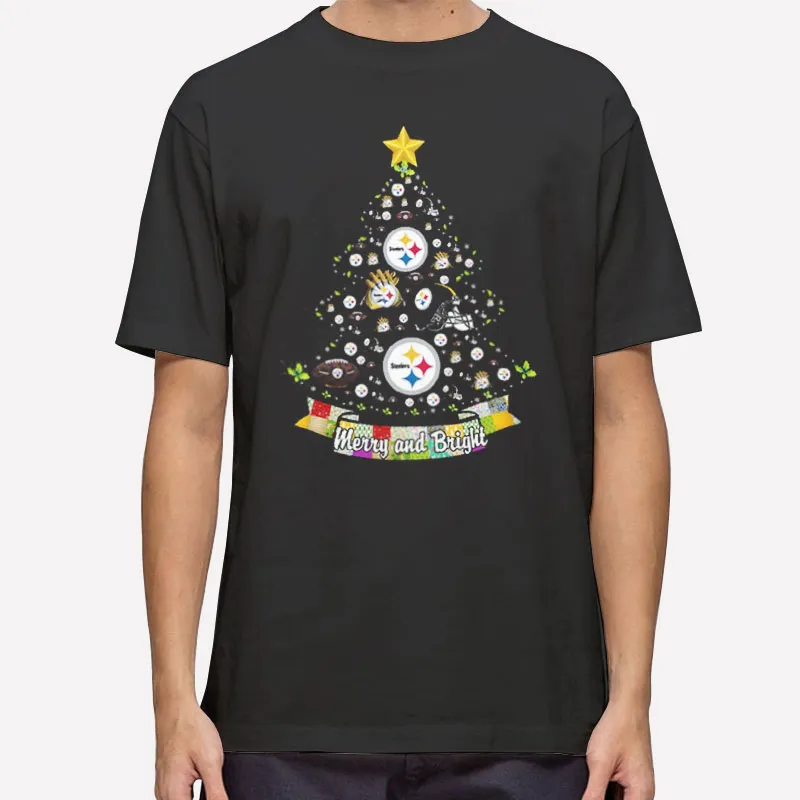 Merry And Bright Steelers Christmas Tree Shirt
