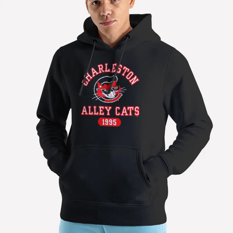 Unisex Hoodie Black Charleston Alley Cats Al E Cat Logo 1995 Shirt