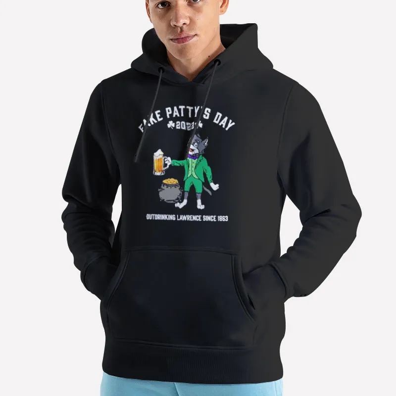 Unisex Hoodie Black Fake Patty's Day 2022 Outdrinking Lawrence Shirt