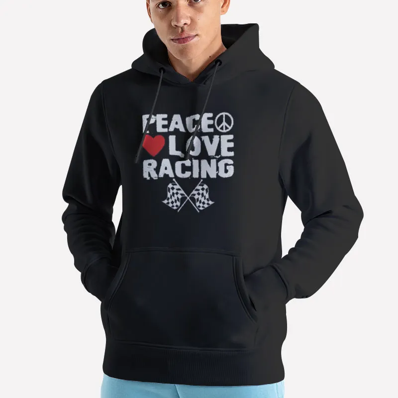 Unisex Hoodie Black Heart Race Car Peace Love Racing Shirts