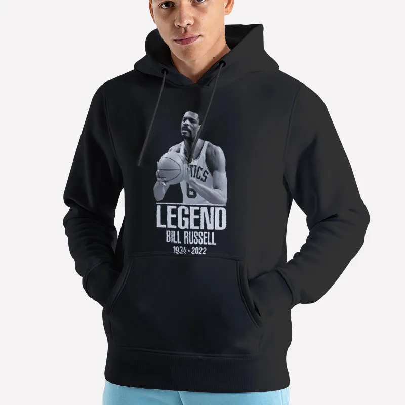 Unisex Hoodie Black Rip Basketball Boston Celtics Legend Bill Russell T Shirt
