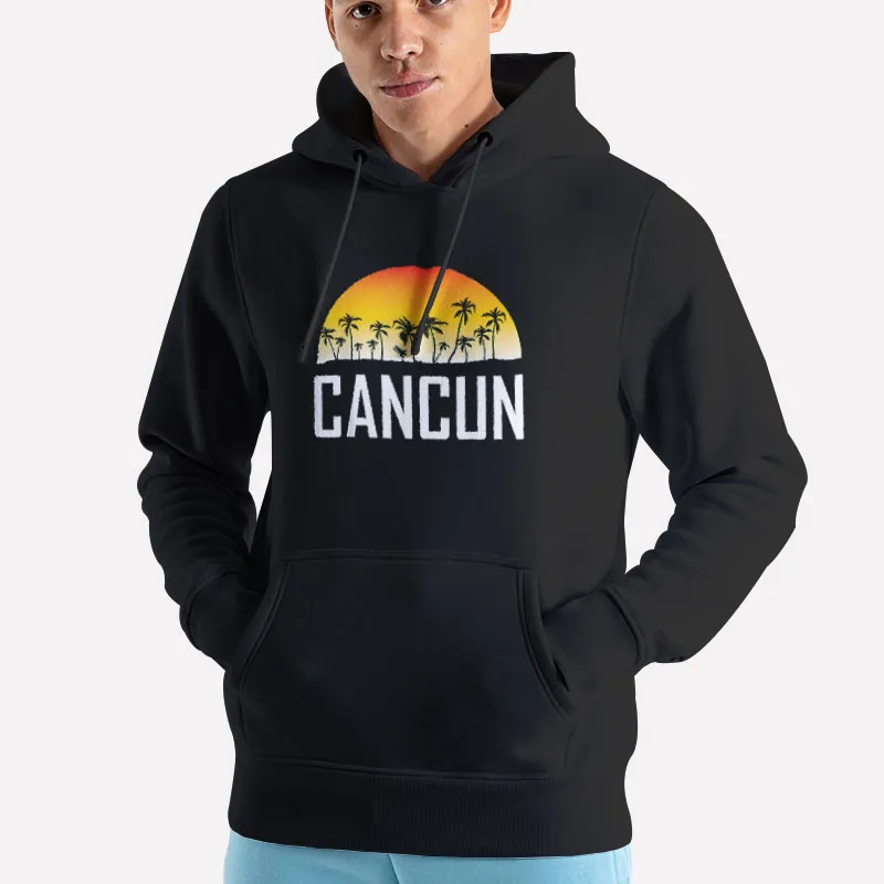 Unisex Hoodie Black Sunrise Time In Cancun Beach Vacation T Shirt