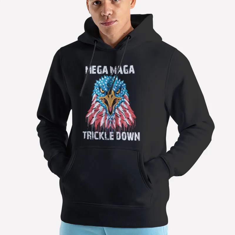 Unisex Hoodie Black Usa Flag Mega Maga Trickle Down Shirt