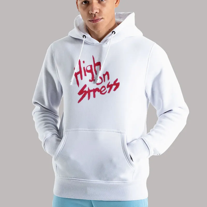 Unisex Hoodie White As Seen On Booger High On Stress Shirt