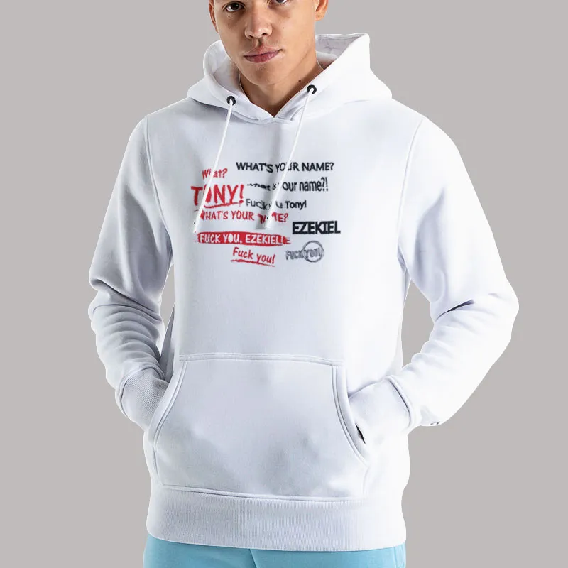 Unisex Hoodie White Conversation Between Tony And Ezekiel What Is Your Name Tony Shirt