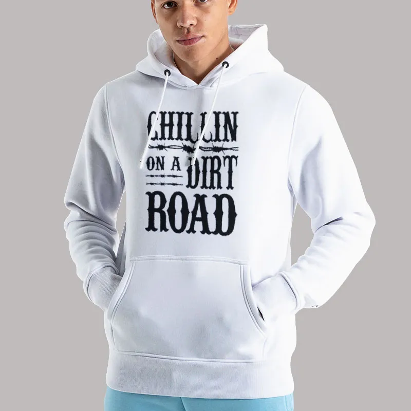 Unisex Hoodie White Jason Aldean Chillin On A Dirt Road Shirt