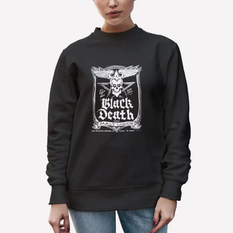 Unisex Sweatshirt Black Black Death T Shirt Johnny Fever Malt Liquor