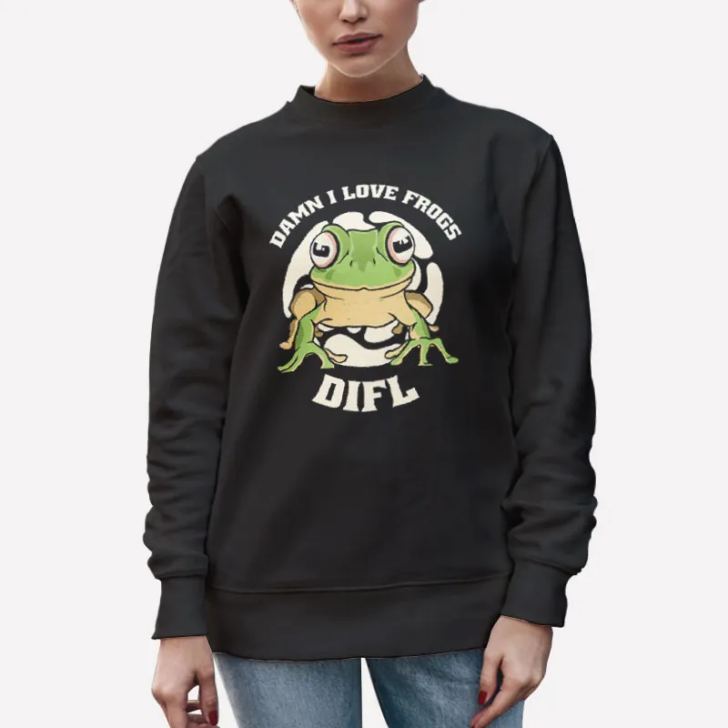 Unisex Sweatshirt Black Funny Dilf Damn I Love Frogs Shirt