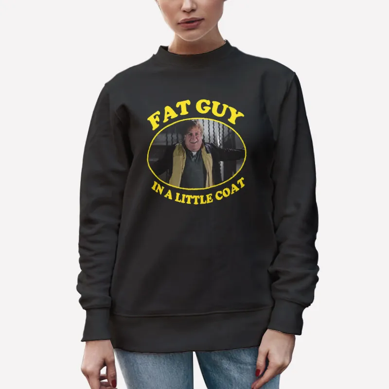 Unisex Sweatshirt Black Funny Fat Man In A Little Coat Shirt