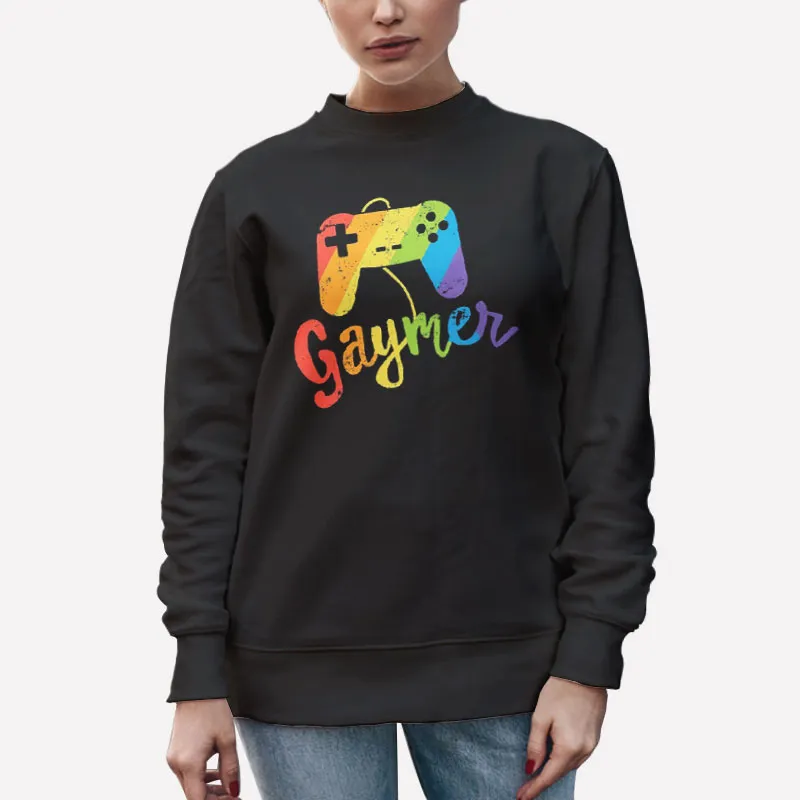 Unisex Sweatshirt Black Funny Lgbt Gay Pride Gaymer Shirt