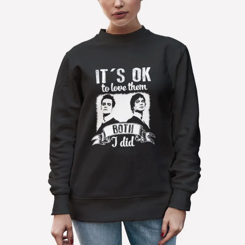 Unisex Sweatshirt Black It's Ok To Love Them Both I Did Vampire Salvatore Shirt