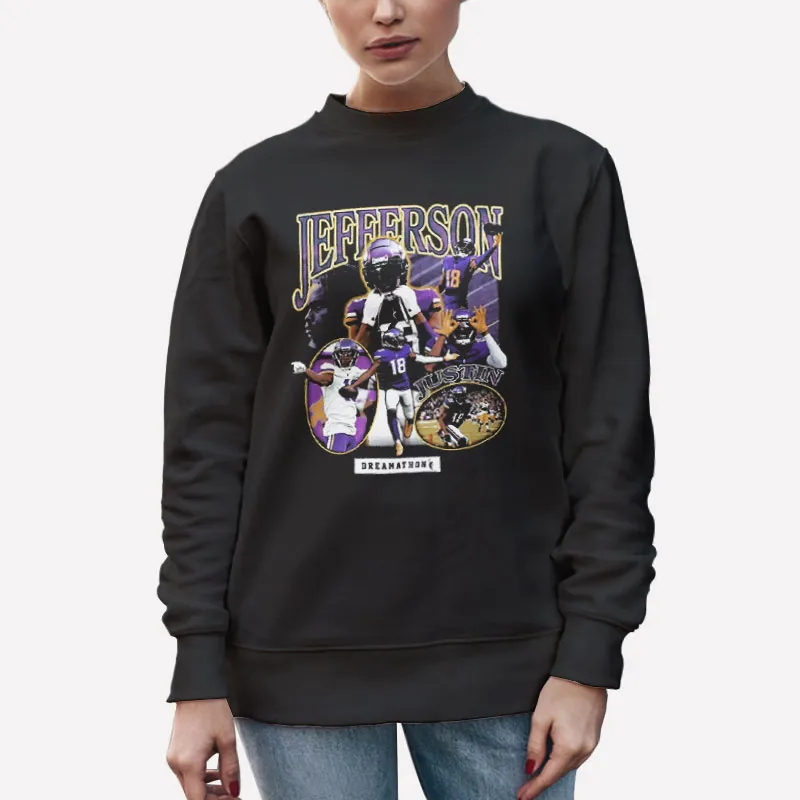 Unisex Sweatshirt Black Minnesota Vikings Justin Jefferson Shirt