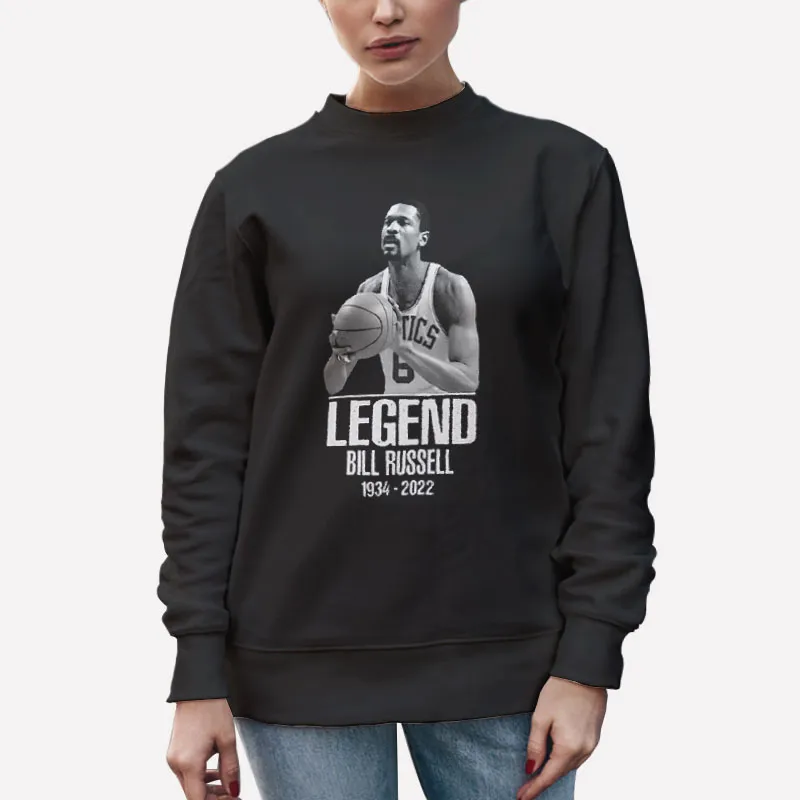 Unisex Sweatshirt Black Rip Basketball Boston Celtics Legend Bill Russell T Shirt