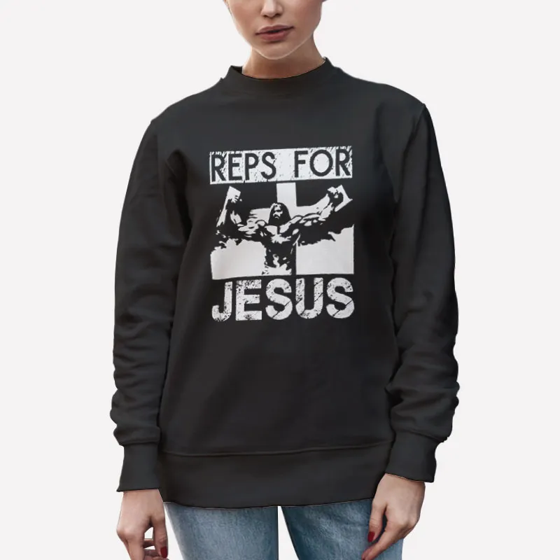 Unisex Sweatshirt Black Reps For Jesus Bodybuilding Workout Shirt