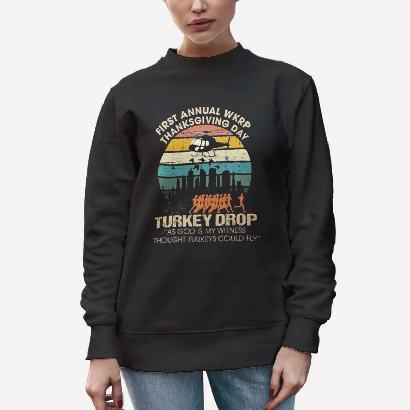 Unisex Sweatshirt Black Thanksgiving Day Wkrp Turkey Drop Shirt