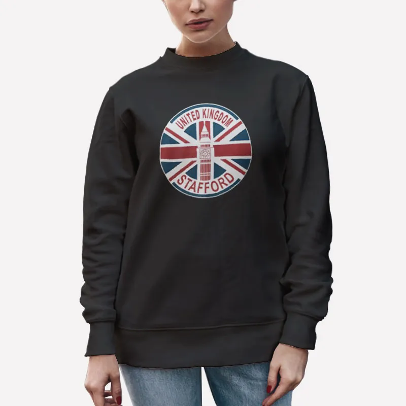 Unisex Sweatshirt Black United Kingdom Uk Union Jack British Flag Stafford Tshirts