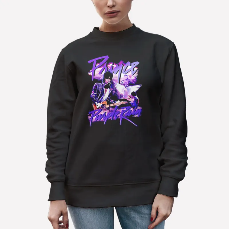 Unisex Sweatshirt Black Vintage 90s Rain Purple Prince Shirt